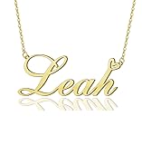 Leah Heart Name Necklace 18k Gold Plated Stainless