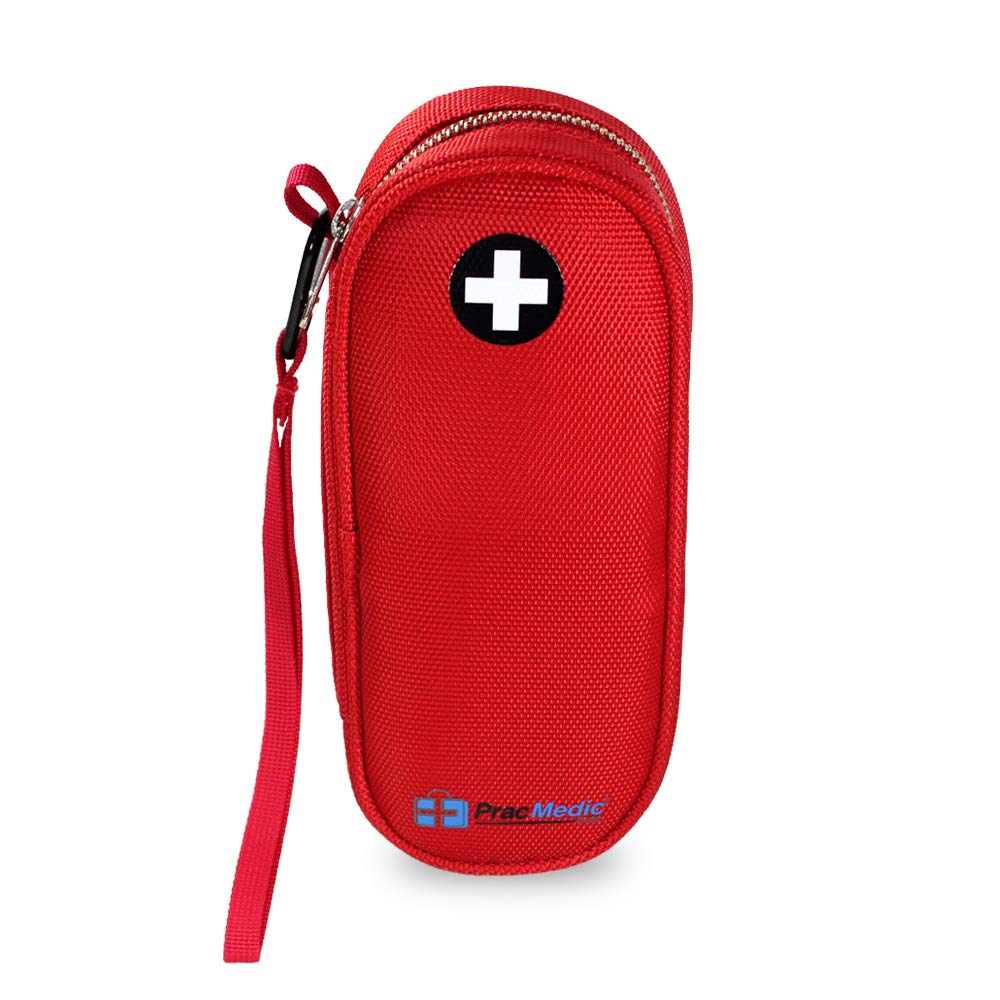 PracMedic Bags Epipen Carry Case– Insulated Epi Pens Carrying Case for Epipens, Auvi-Q, Inhaler, Allergy Medication & Diabetes Supply– Durable Emergency Medical Pouch for Travel (Red)
