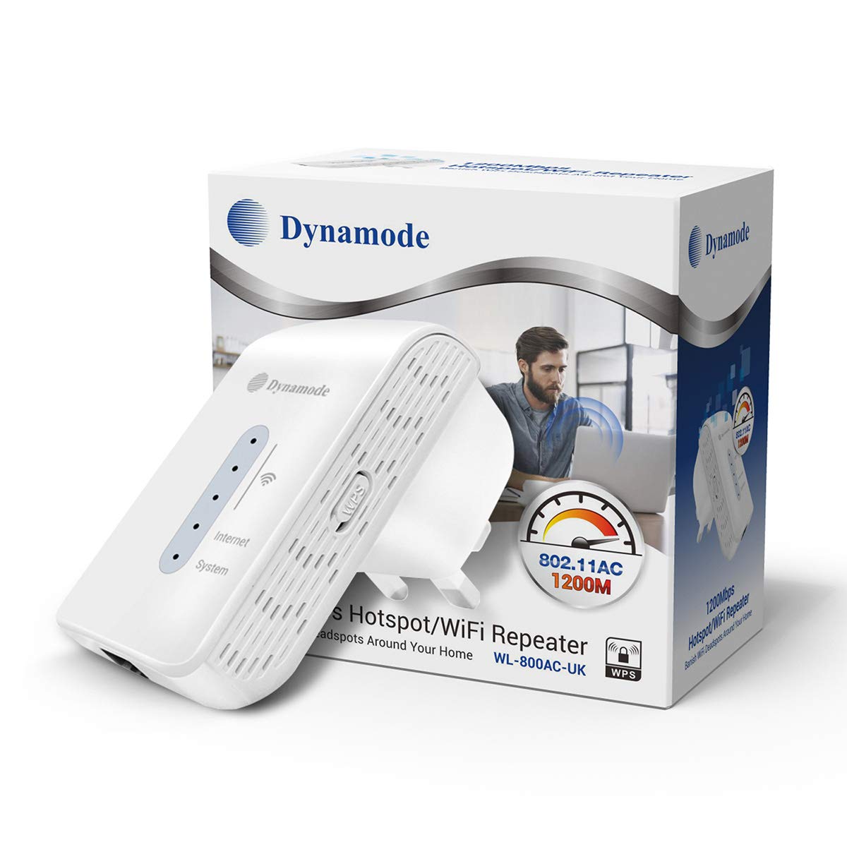 DYNAMODE WL-800AC-UK AC1200 2.4Ghz / 5Ghz WiFi Extender, Covers Up To 800 Sq-ft, WiFi Range Extender Supports Up To 1200 Mbps Speed Wireless Signal Booster And Access Point
