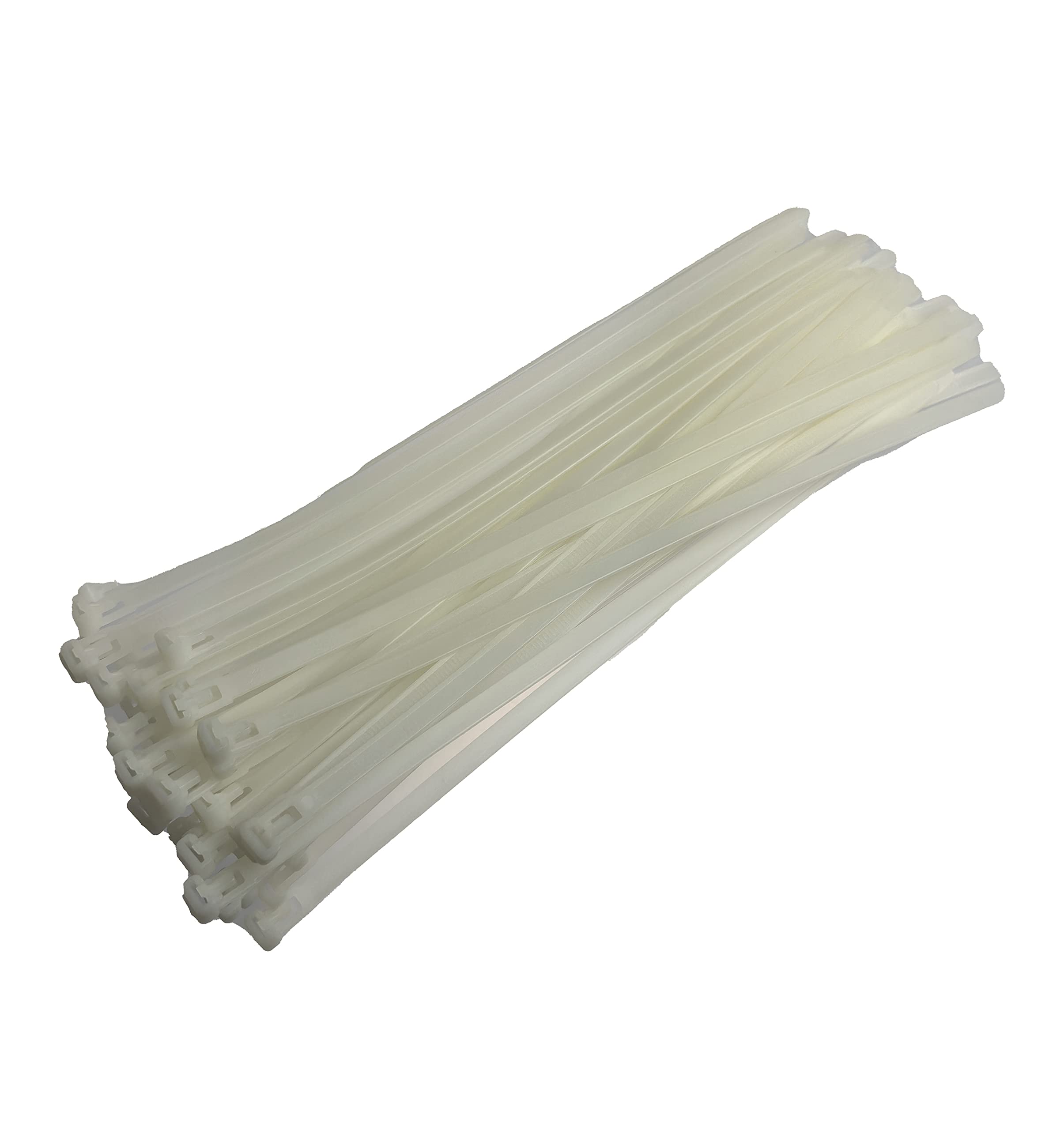 Plastic Releasable Cable Ties Premium Heavy Duty Large Reusable Zip Ties, 50-Pack (7.6mmx370mm, Natural)