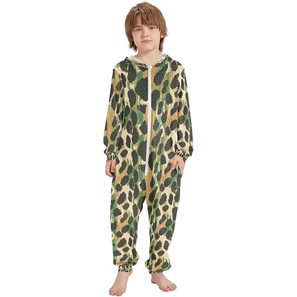 Onesie Pajamas Kids Kid 1-Piece Leopard Fleece Footie Pajamas