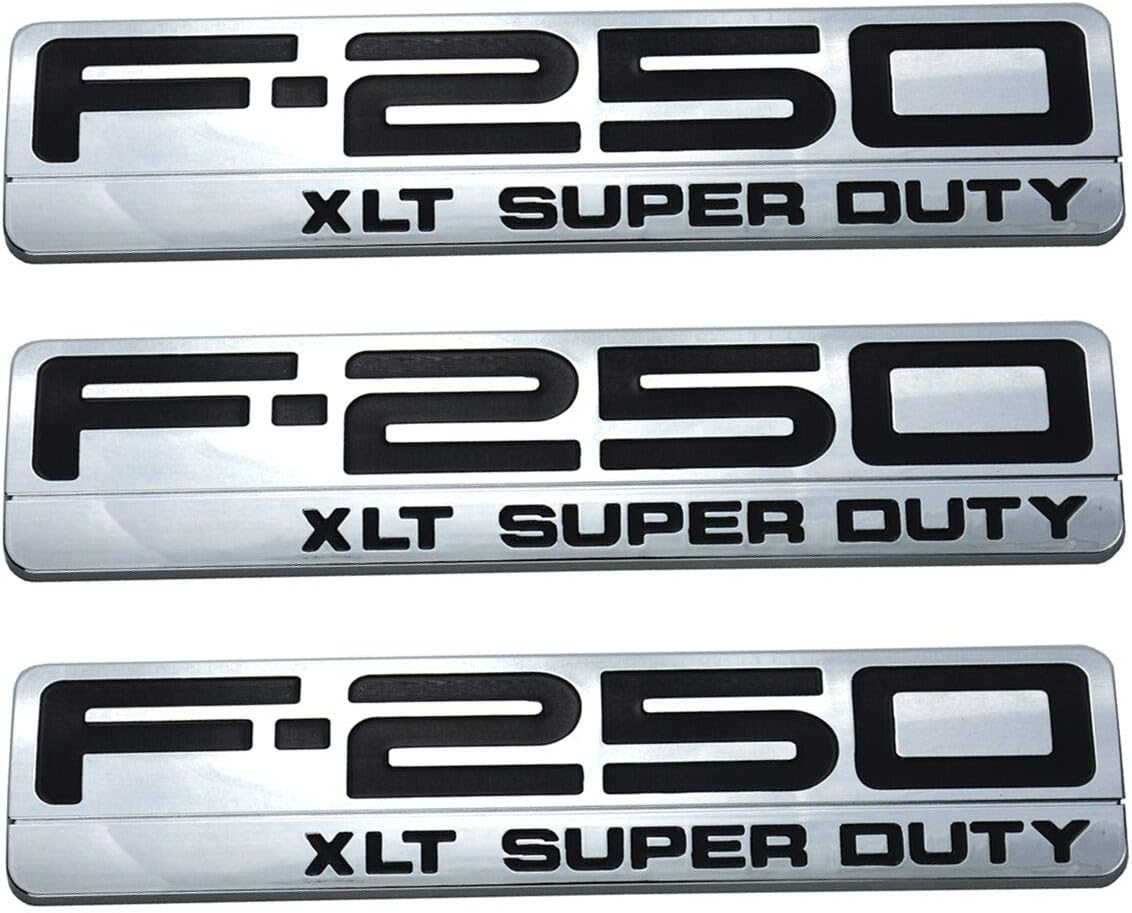 3 Pcs F250 XLT Super Duty Side Fender Emblem Badge 3D logo Compatible