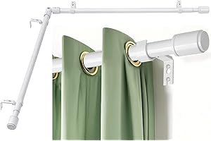 Anndason Heavy Duty 1 Inch Corner Curtain Rods Set (White) 30-76 Inch for Bay & Corner Windows