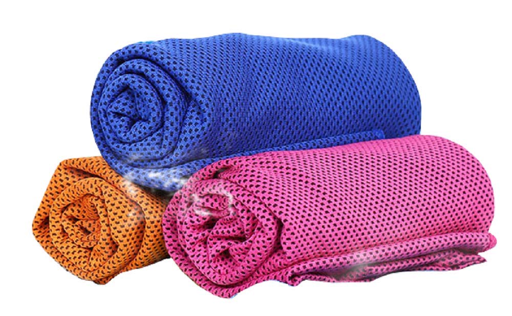 KIRALOVE 3 pieces cooling towel refreshing cold effect cold sweat microfiber sports sports golf gym yoga gymnastics quick drying random colors