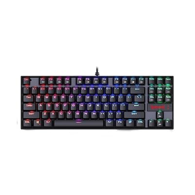 Redragon K552-RGB Mechanical Gaming Keyboard 87 Keys Small Compact RGB Backlit Keyboard USB Wired Kumara with Blue Switches Metal Construction for Windows PC Game - Black [ RGB ]