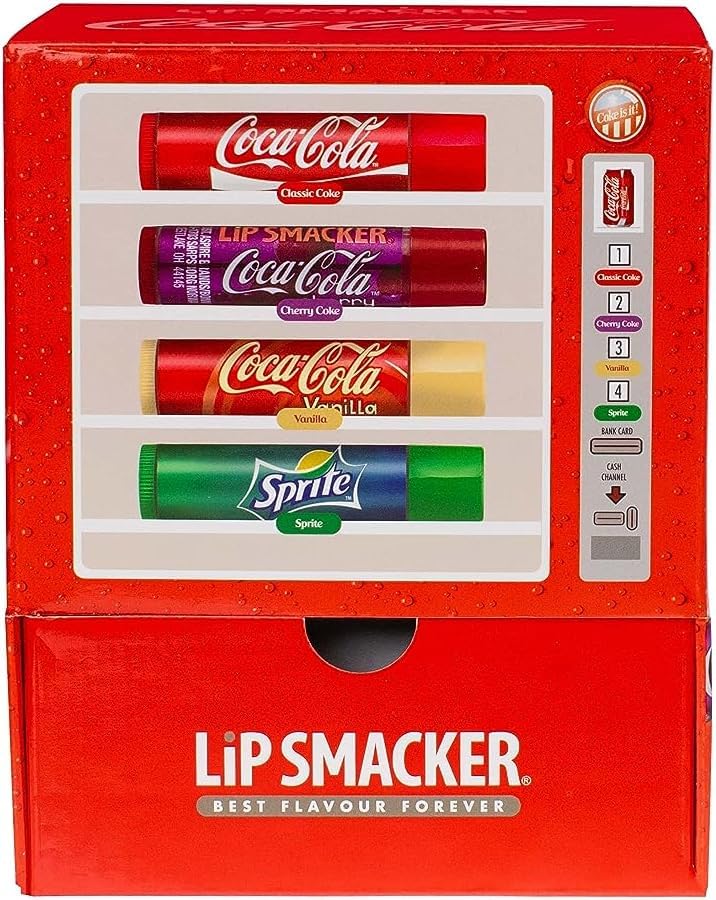 Lip Smacker, Coca Cola Lip Balm Set, Vending Machine Lip Balm Multipack, Kids Lip Balms Gift Set, 4 Flavours, Coca-Cola, Cherry Cola, Vanilla, Sprite — image 1