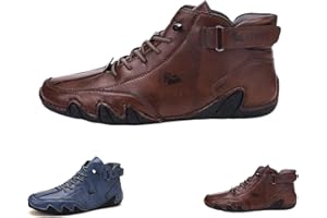 Tzsaixeh Italian Handmade Suede High Boots，Mens shoes Waterproof Boots For Men Casual Boots For Men Non-Slip Breathable High Boots Chukka Boots Mens