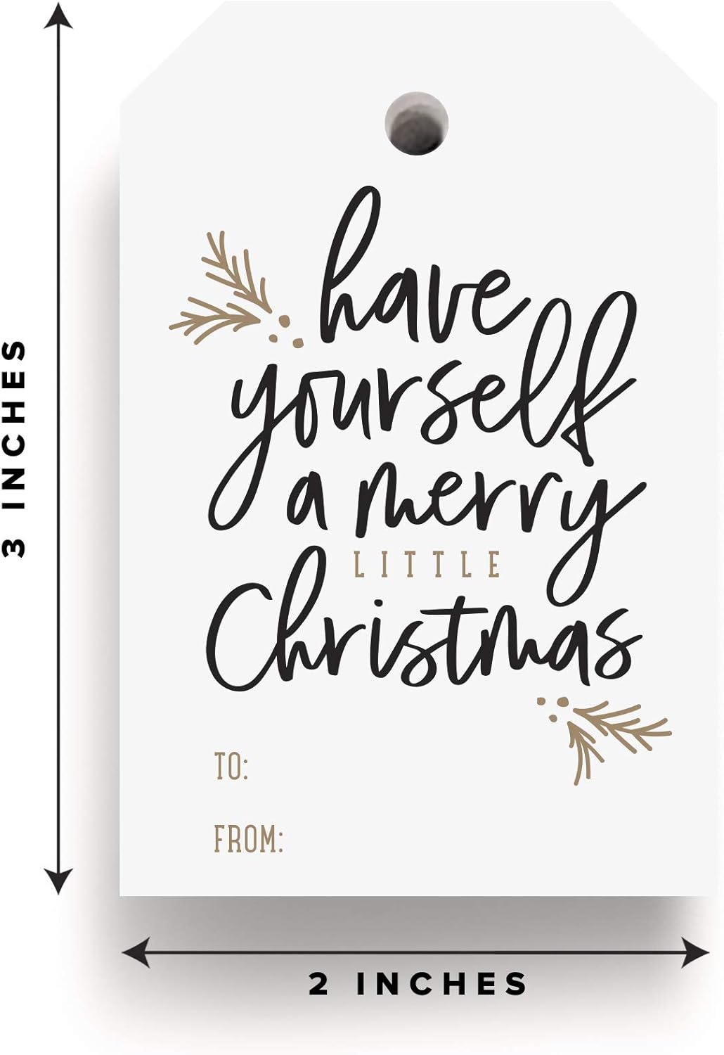 Bliss Collections Merry Little Christmas Tags, Pack of 50, Gold and Black, Holiday ’Tis The Season Events, Parties and Celebrations - Great for Seasonal Favors: Health & Personal Care