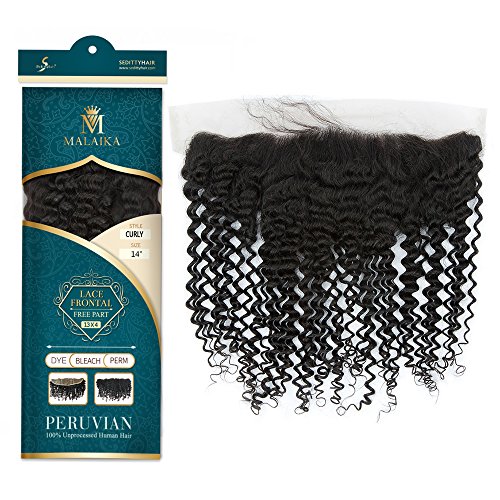 Sedittyhair Malaika Lace Frontal Curly, Ear to Ear with Baby Hair,13x4, Free Part,9A Grade Peruvian Hair Quality Lace Closure -12inch