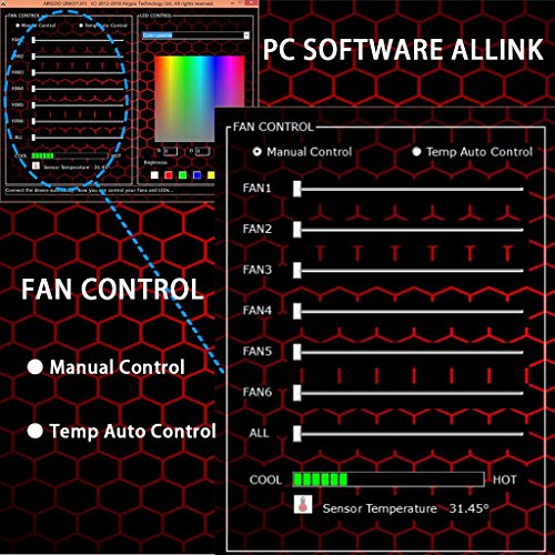 Computer Fan Controller Commander - Speed Adjustable for High Airflow 3-pin case fan or pwm case fan - Include Addressable LED Strip Light and Port - Multi Function By PC Software For Desktop Computer