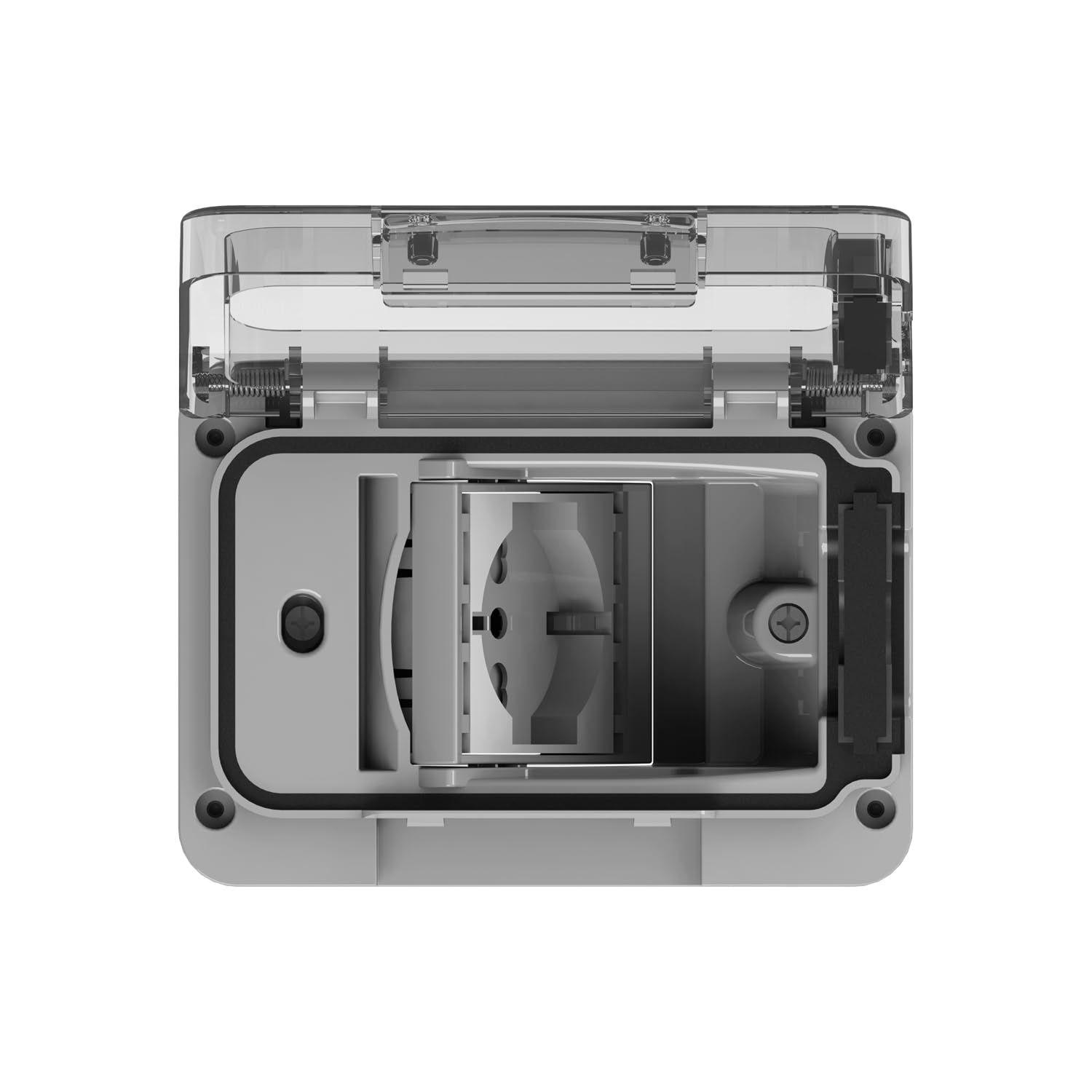 4box - Wide IP55 protection grade housing complete with divalent schuko socket. For built-in 3 modules box. Total protection even with plug inserted. Colour Grey RAL 7035