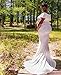 Saslax Women's Ruffle Off Shoulder Maternity Slim Fit Gown for Photography Maxi Dress Off White (Line) M