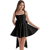 wyxis Satin Homecoming Dress with Bow Satin Flower Girl Dresses for Wedding Short Prom Dress Party Gown