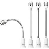 DiCUNO E26 to E26 Socket Extender 10.83 Inch, Flexible Gooseneck, 4-Pack | Standard Medium Screw Base, 165℃ Heat-Resistant, Maximum Wattage 200W, Bendable Light Bulb Extender Adapter