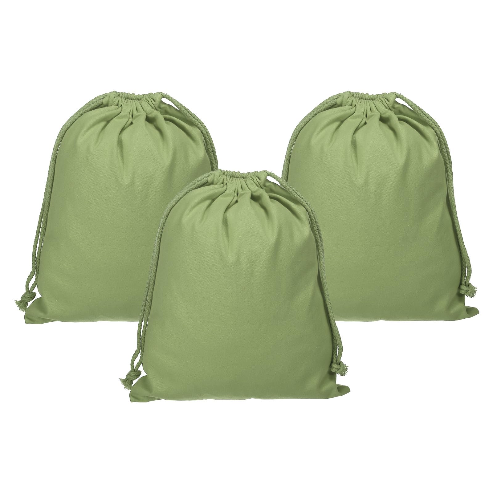 PATIKIL Reusable Drawstring Bags, 10x12.6 Inch 3 Pack Multipurpose Cotton Dust Bags, Luggage Organizer, Travel Essentials Storage Pouch, Light Green