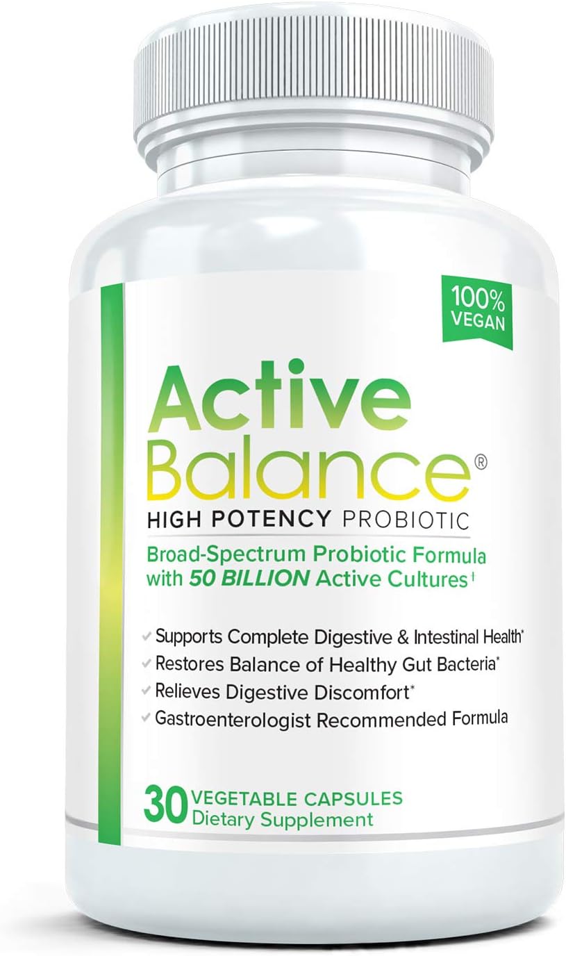Active Balance- Professional Strength, High Potency Probiotic Formula - 50 billion CFU's - 30 capsules