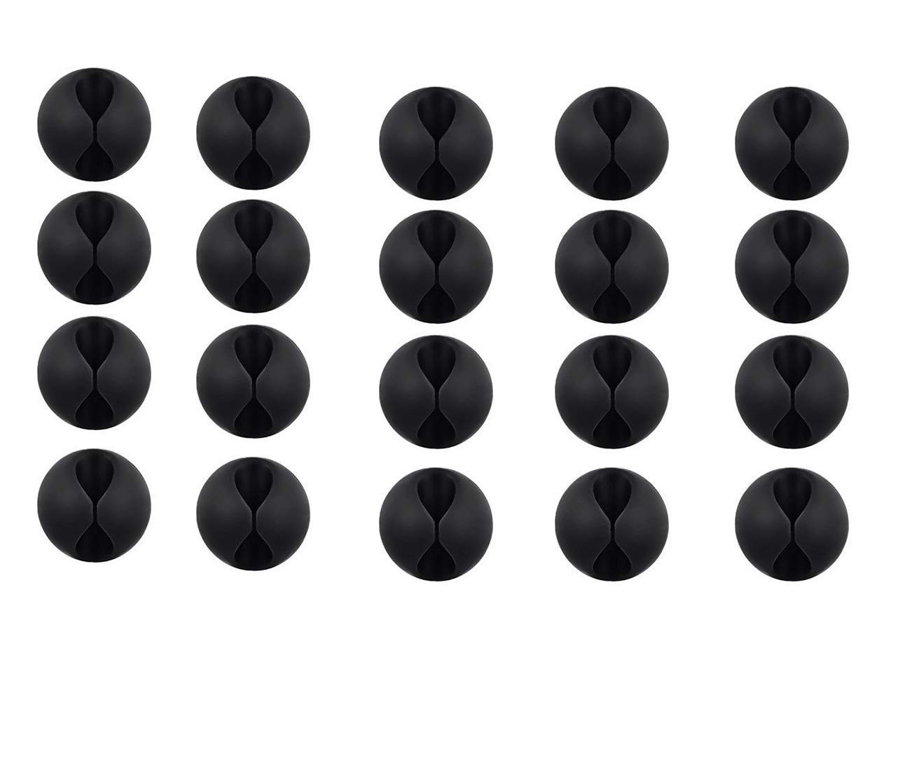 Musment Cable Clips, Black Cord Organizer Cable Management for Organizing Cable Cords Home and Office, Self Adhesive Cord Holders (20pc)