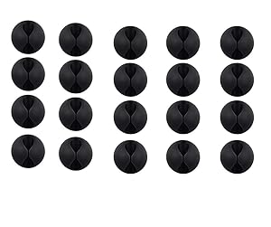 Musment Cable Clips, Black Cord Organizer Cable Management for Organizing Cable Cords Home and Office, Self Adhesive Cord Holders (20pc)