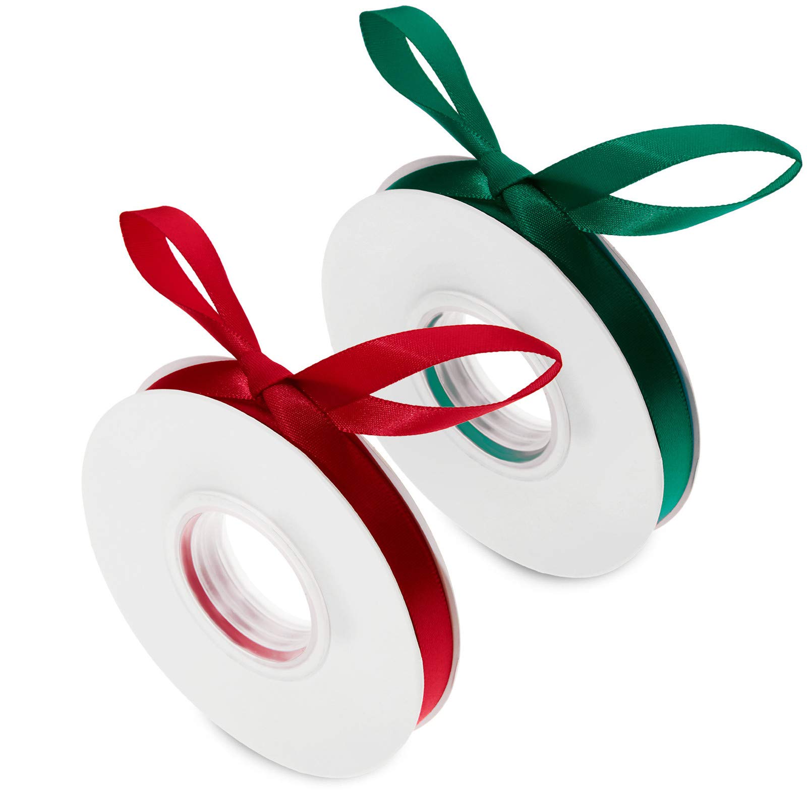 Photo 1 of 2 Rolls Wrapping Ribbon - Cake & Hair Accessories Ribbon for Crafts & Party Decorations (Red, Green)