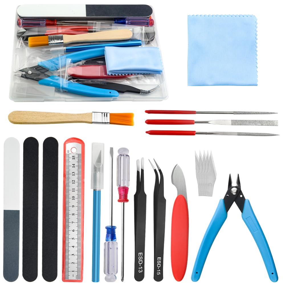 WMYCONGCONG 17 PCS Gundam Model Tools Kit Modeler Basic Tools Craft Set Hobby Building Tools Kit for Car Model Building Repairing and Fixing