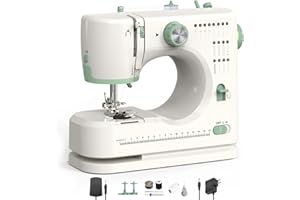 CRAZYBOY Weaving everything: Beginner sewing machine, portable packaging, 16 different thread types, adjustable sewing speed, with two needle types, foot pedal (White)