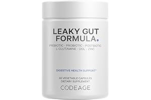 Codeage Leaky Gut Supplement, L-Glutamine, N-Acetylglucosamine, Probiotic, Butyric Acid, Polyphenols, Quercetin, DGL, Marshmallow Root, Berberine, BioPerine, Cinnamon, Vegan, Non-GMO, 60 Capsules