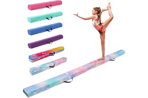FINCOME 8FT/9FT/9.5FT/10FT Folding Balance Beam, Portable Gymnastics Beam Equipment with Non Slip Rubber Base & Suede Cover for Training/Practice/Professional Home Exercise