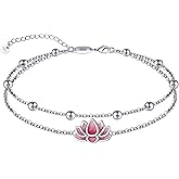 LINGBG JEWELRY Anklet for Women S925 Sterling Silver Adjustable Foot Charm Ankle Bracelet Anklets Jewelry 9.5-10.5 Inches