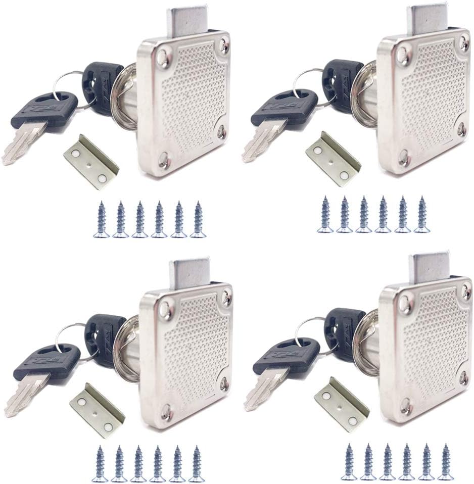 Mclcvp7re 4 Sets Zinc Alloy Security Drawer Locks Cabinet Mailbox Cam Lock w/ 4