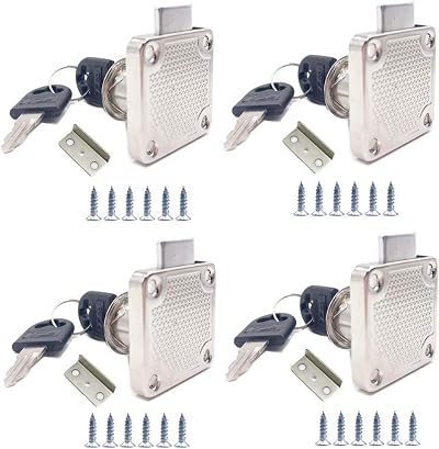 Mclcvp7re 4 Sets Zinc Alloy Security Drawer Locks Cabinet Mailbox Cam Lock w/ 4