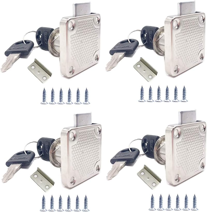 Mclcvp7re 4 Sets Zinc Alloy Security Drawer Locks Cabinet Mailbox Cam Lock w/ 4