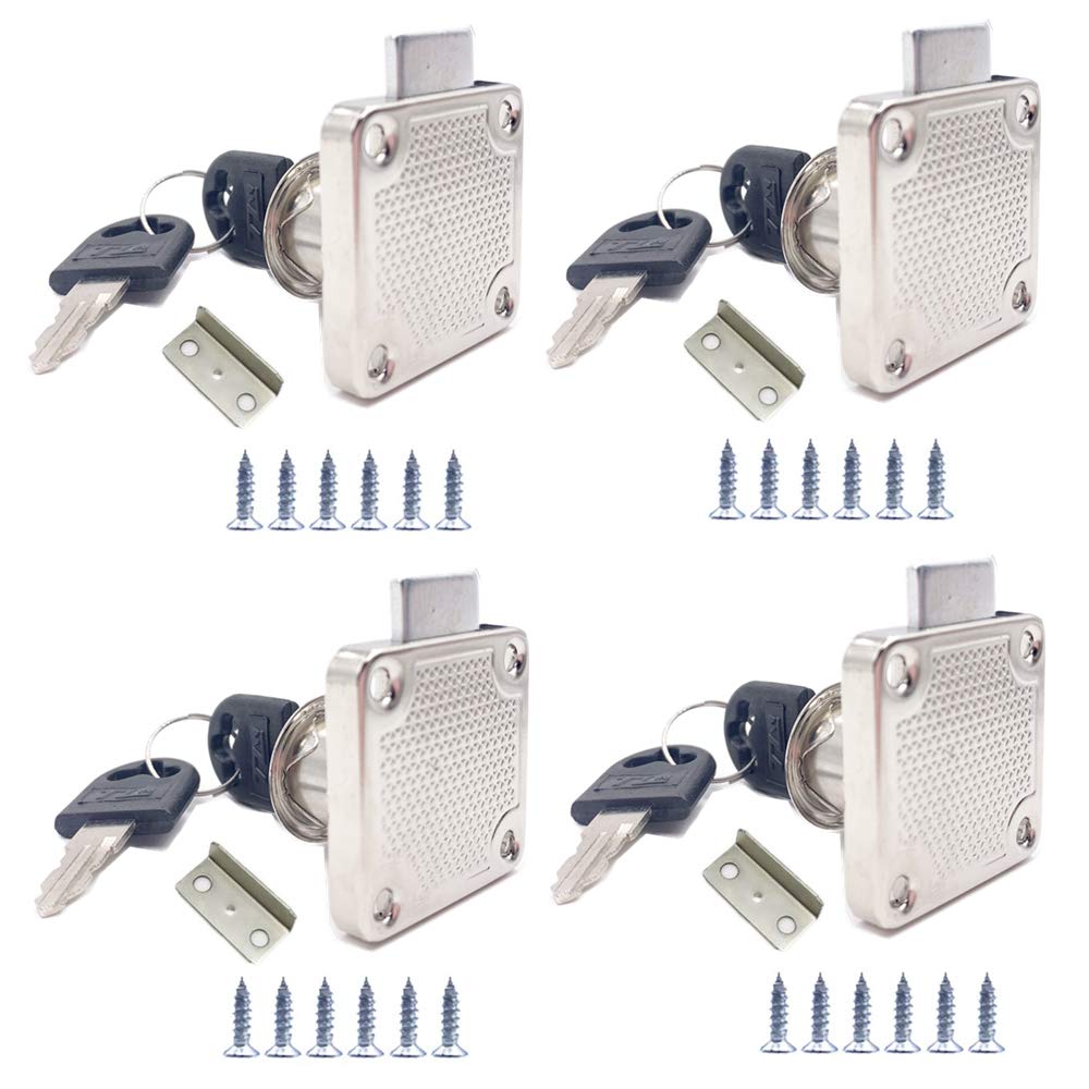 4 Sets Security Drawer Locks - Zinc Alloy Cam Lock for Mailbox, Drawer, Cupboard, Cabinet