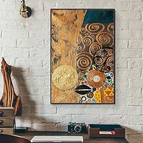 Floating Framed for Living Room Bedroom Golden Abstract...