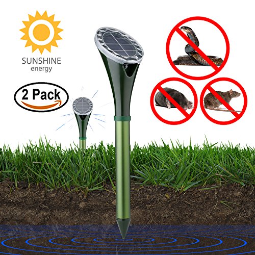 KINGMAZI Solar Powered Snake Repellent for Outdoor, Electronic Snake Repellent, Get Rid of Snake Mole Gophers for Outdoor Garden Yard 2 Pack (The Best Snake Repellent)