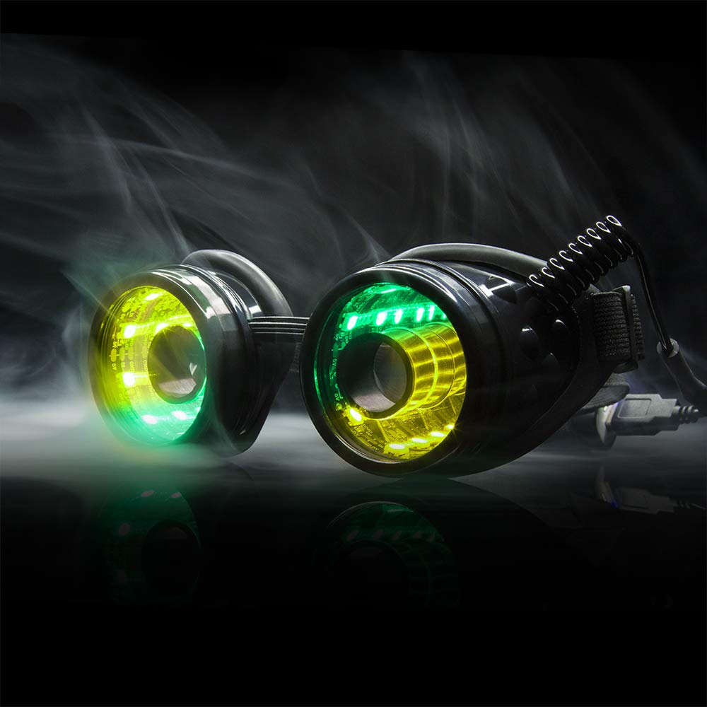 GloFX Full Color Programmable LED Goggles | Infinite Portal Lens With 350 Modes | USB Rechargeable LED Light Up Rave Goggles | Perfect For EDM Music Festivals Content Creation