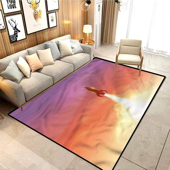 Alfombra de área de piso para sala de estar, tema de galaxia, recámara