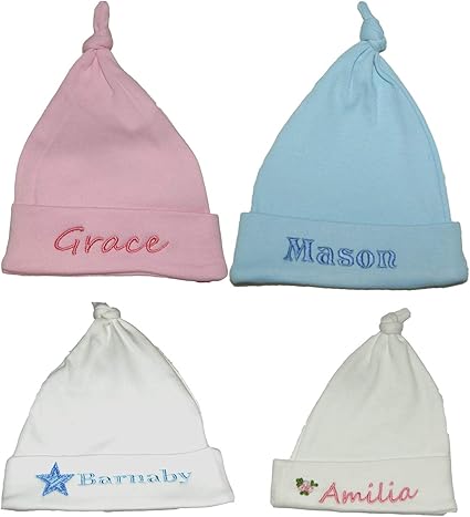 personalised knitted baby hats