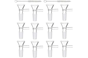 Azzorika 12 PCS 14mm Glass Bowl Set, Heat-Resistant Borosilicate Glass Funnel with Handle Reusable Bowl Glass Pipe for Experi