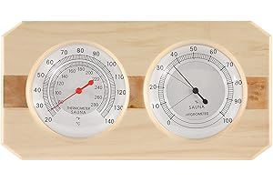 Dyna-Living Sauna Thermometer 2 in 1 Wooden Fahrenheit Thermometer Hygrometer for Sauna Indoor Hygrothermograph for Family Hotel Sauna Room