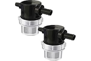 LDCRE 1/2 Inches Water Pump Strainer, RV Water Pump Filter Compatible with 3/8 Inches Hose Barb In-Line Strainer Twist-On Pipe Sprayer for 12V DC 80 PSI Camper Marine Boat Lawn, 80 Mesh Filter 2PC