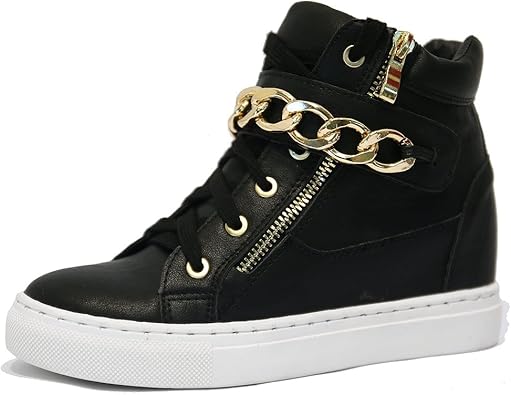 black and gold wedge sneakers