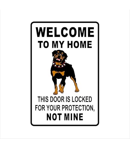 Rottweiler Tin Sign , Danger Protected By Rottweiler, Rottweiler Sign...