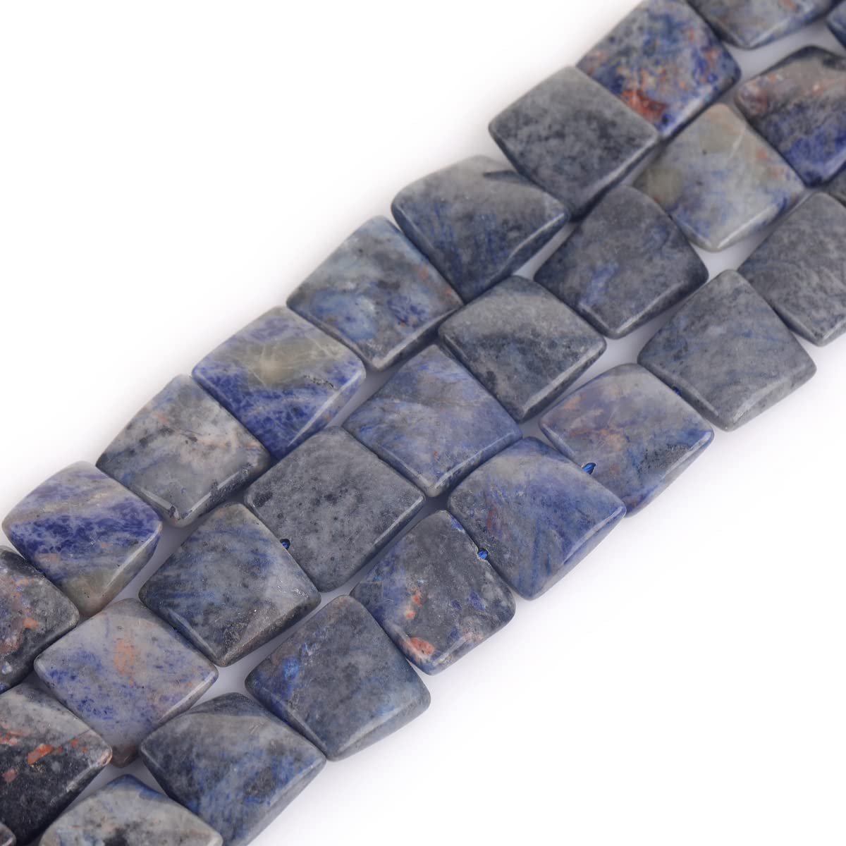 Sweet & Happy Girl's Store 16mm Square Wave Gemstone Sodalite Beads Strand 15 Inch Jewellery Making Beads