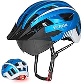 VICTGOAL Bike Helmet for Men Women with Led Light Detachable Magnetic Goggles Removable Sun Visor Mountain & Road Bicycle Helmets Adjustable Size Adult Cycling Helmets