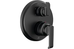Delta Tetra Single-Function Shower Handle Trim Kit with 6-Way Integrated Diverter, Matte Black Shower System Valve with Diverter, Matte Black T24989-BL (Valve Not Included)