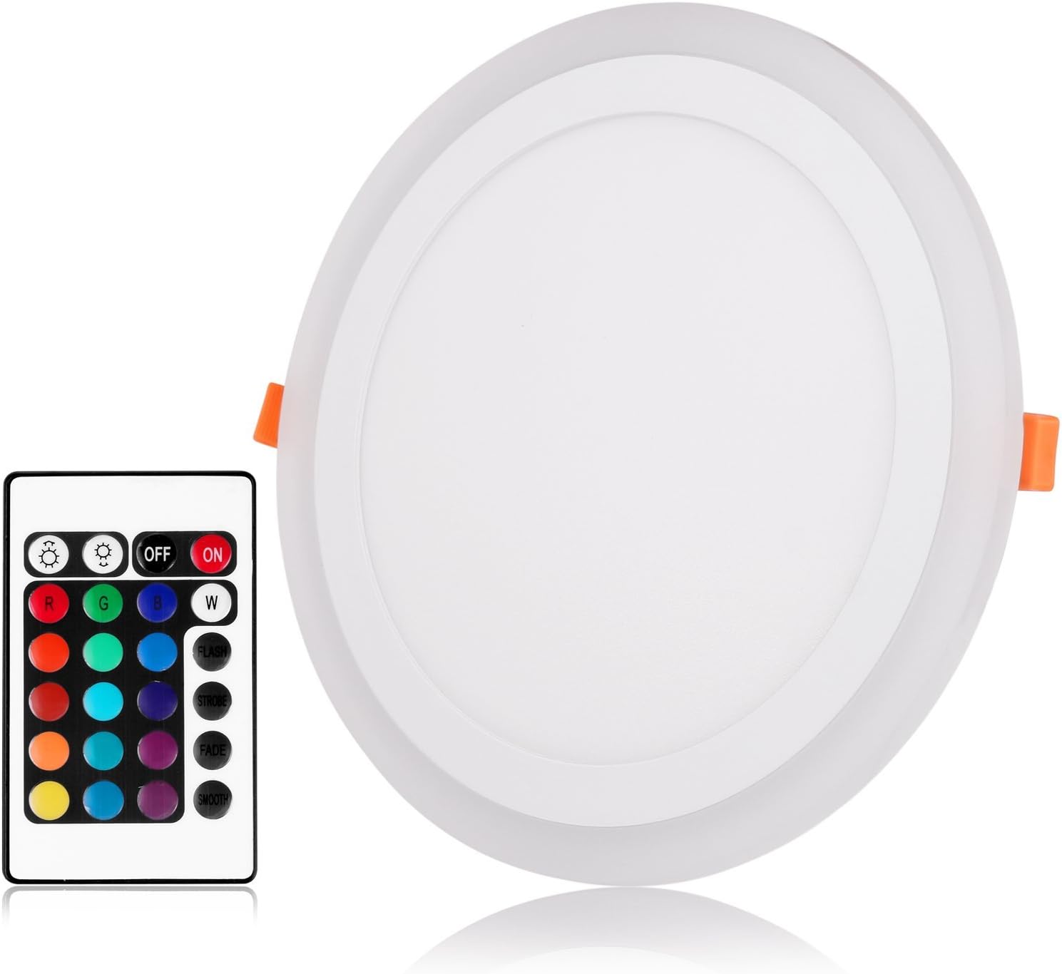 LemonBest® Ultra Slim LED Round Recessed Ceiling Panel Light Dual Colour Cool White and RGB Circle Lamp Downlight, AC100-265V, (24 Watts)