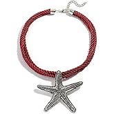 LITRENDY Ocean Starfish Pendant Necklace for Women, Chunky Large Sea Star Statement Necklaces, Coastal Starfish Jewelry Gift for Beach Parties Summer Outfits