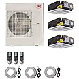YMGI Ductless Mini Split air Conditioner Heat Pump 60000 BTU 5 Ton 3 Zone 24000+24000+12000 Ceiling Cassette System with 25 Ft Line Set for Home, Residential, Commercial Home Business…