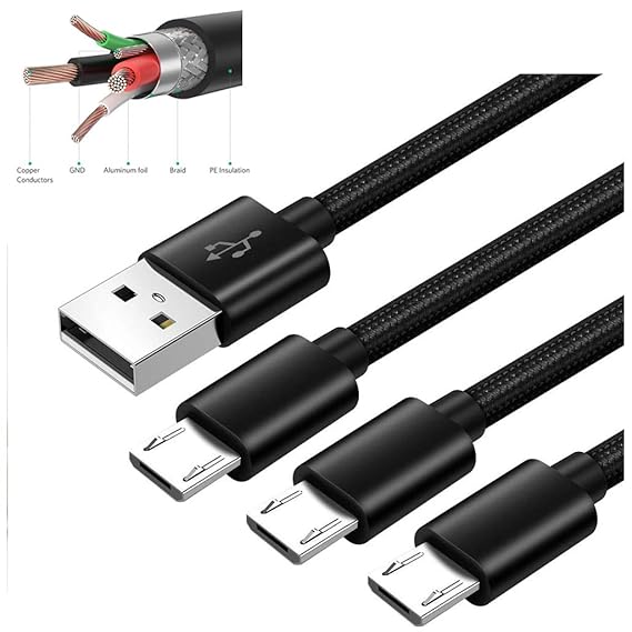 BIEE Micro USB-Ladekabel Für schnelle Datenübertragung und schnelles Laden (3 Stück 1M / 2M / 3M)