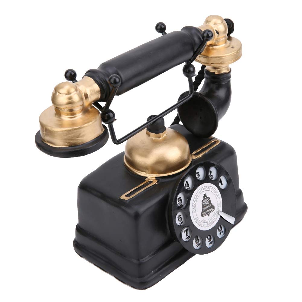 Vintage Phone Desk Ornament,Retro Telephone Model,7.28 x 6.29 inch Classic Vintage Old Fashioned Rotary Dial Style Landline Telephone Home Desk Decor Ornament